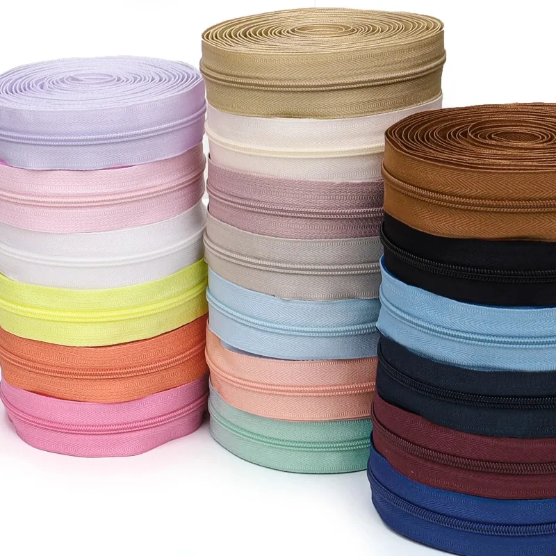 1 group = 4.5m zipper + 10 plastic zipper heads, 20 colors optional, home sewing DIY replacement zipper