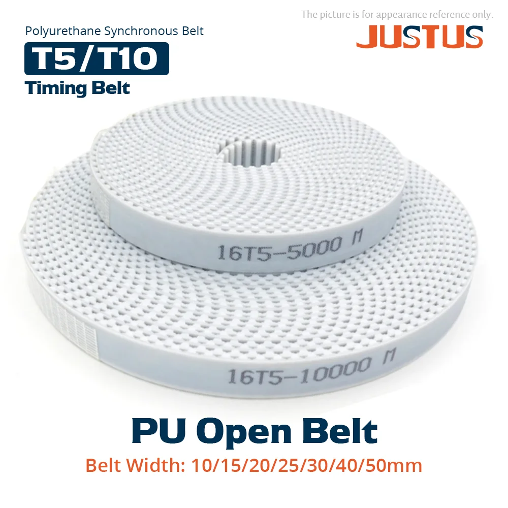 Typ T5/T10 wysokiej jakości PU otwarty pasek szerokość 10/15/20/25/30/40/50mm rozrządu poliuretanowy pasek transmisyjny do drukarek 3D itp.
