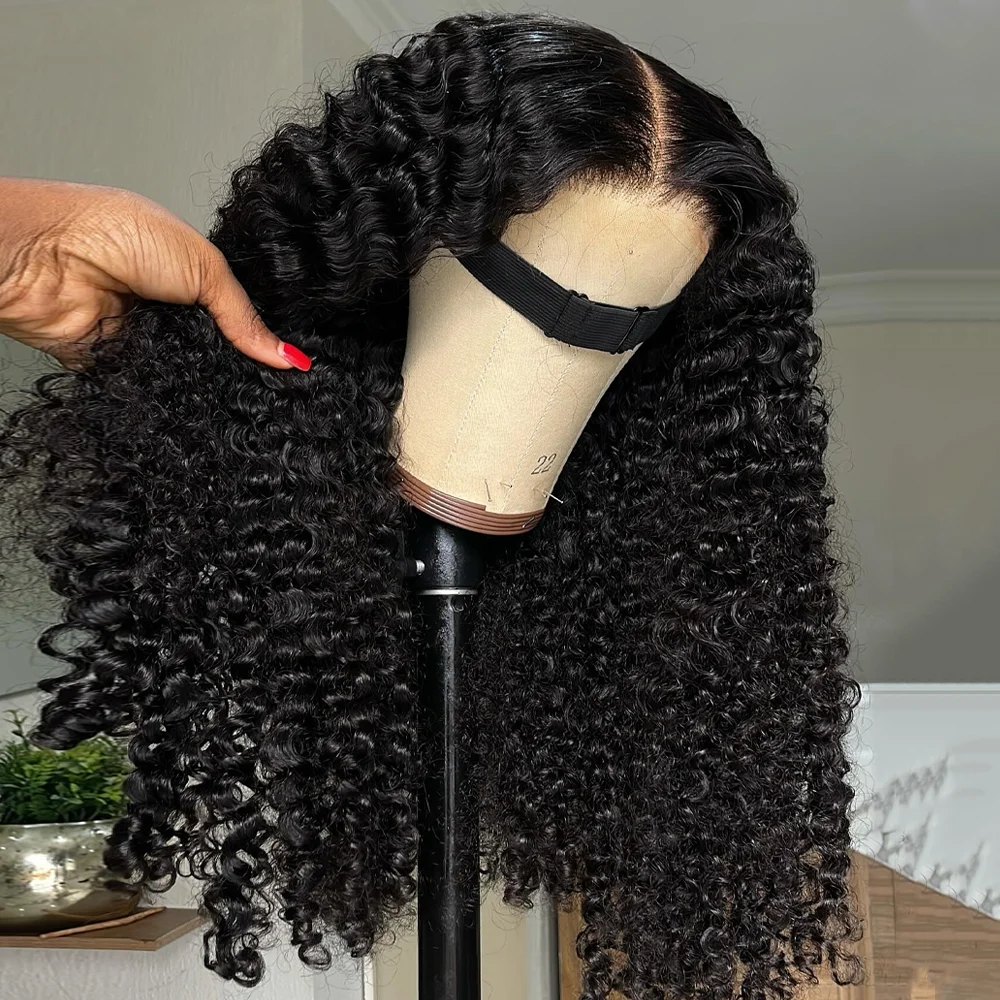 

250% Kinky Curly Glueless Wig Human Hair Ready to Wear 30 Inch Curly Wigs Pre Cut 7x5 Lace Wig Deep Wave Human Hair Preplucked