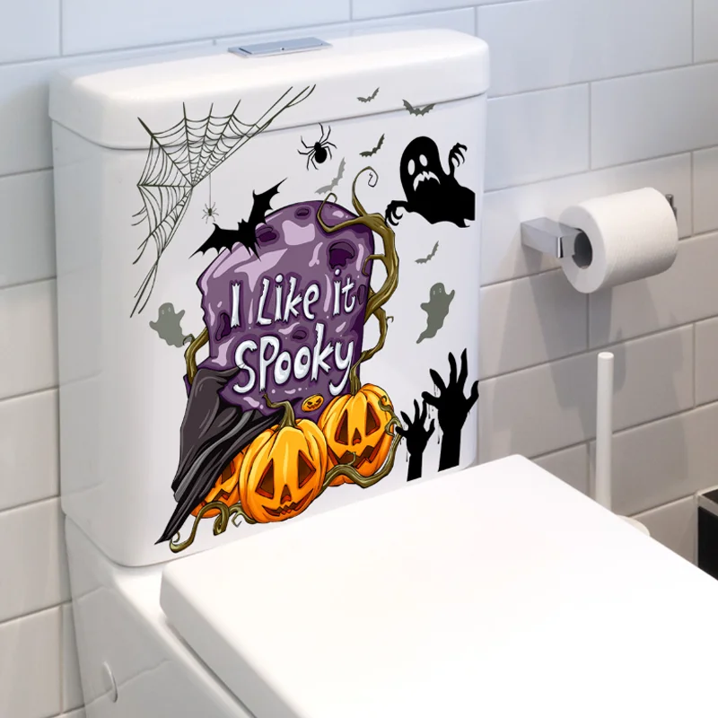 Kürbis Geist Spinne Halloween Wanda uf kleber Fenster Glas Toilette Aufkleber Badezimmer Dekoration selbst klebend abnehmbar wasserdicht