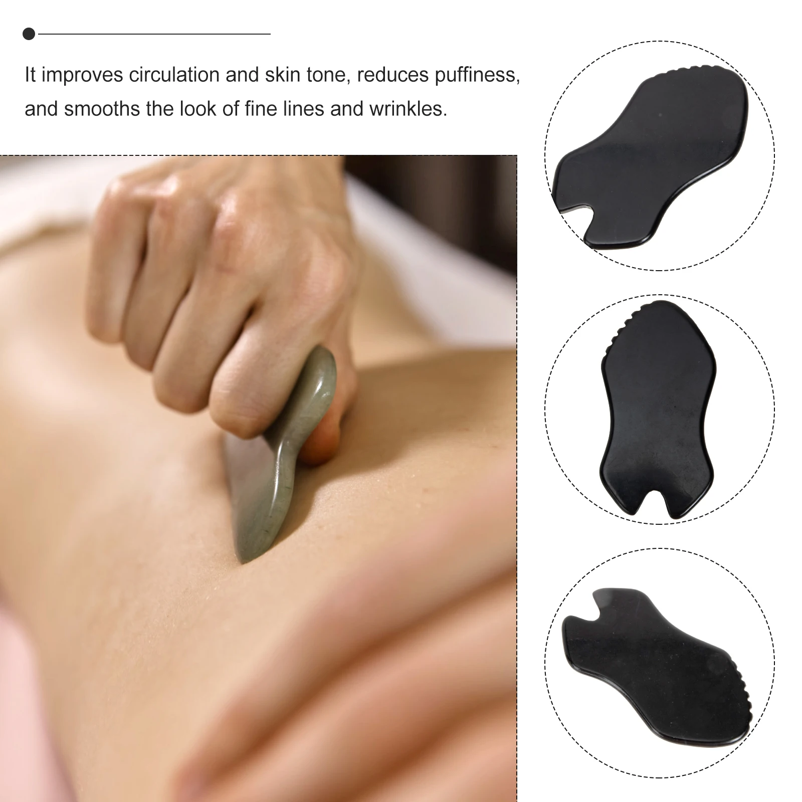 

Safe To Use Gua Sha Scraper Black Bian Stone Scraping Plate Improves Circulation Reduces Puffiness Facial Care