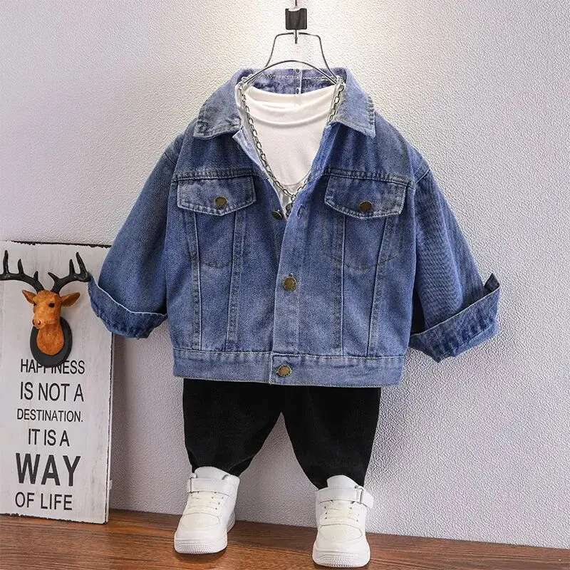 Children's denim jacket Spring and Autumn new fashion boys' Korean version casual jacket baby top image 3