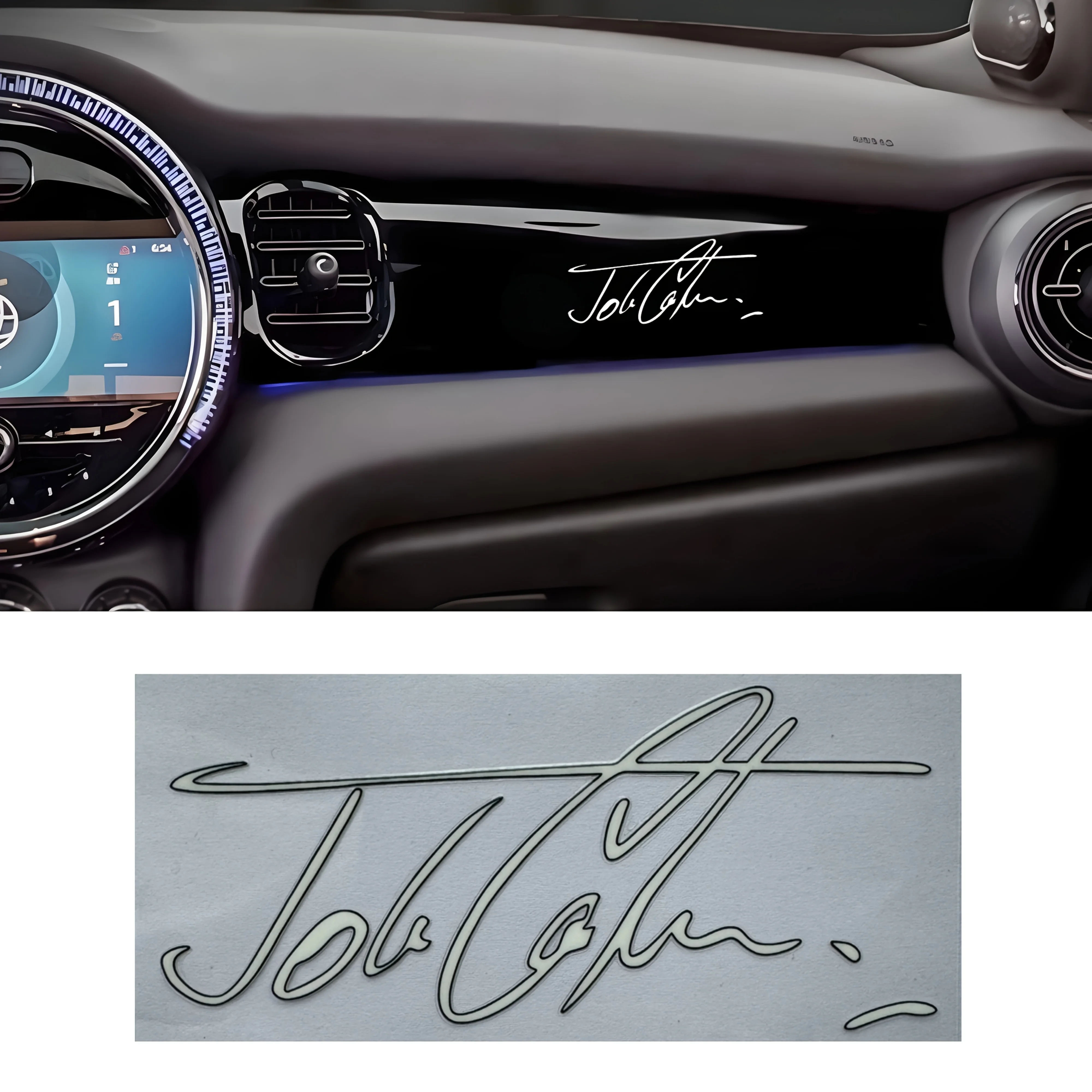 

1pc "Job Cohn" Signature Car Motorcycle Sticker, Stylish Script Design Decal for Vehicle Personalization