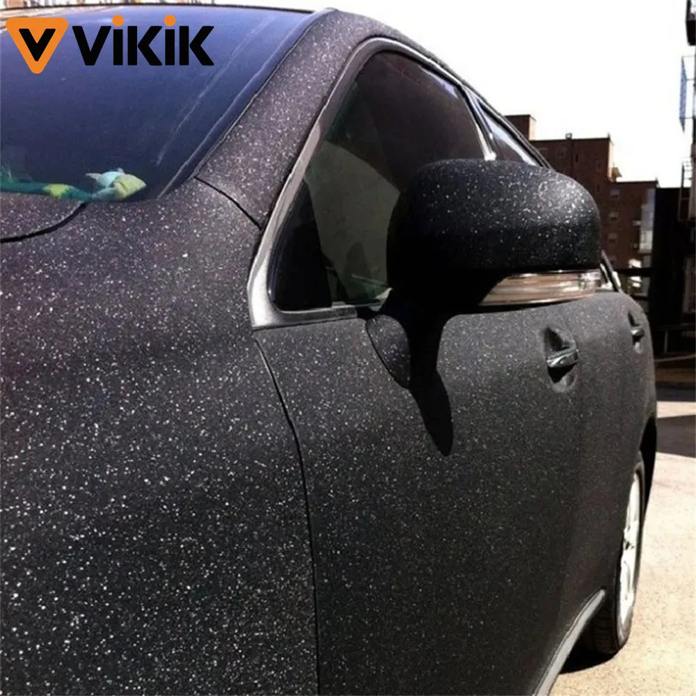 Sandy Sparkle Vinyl Wrap Film Black Glitter Diamond Sticker for Motorcycle Car Console Computer Laptop Skin