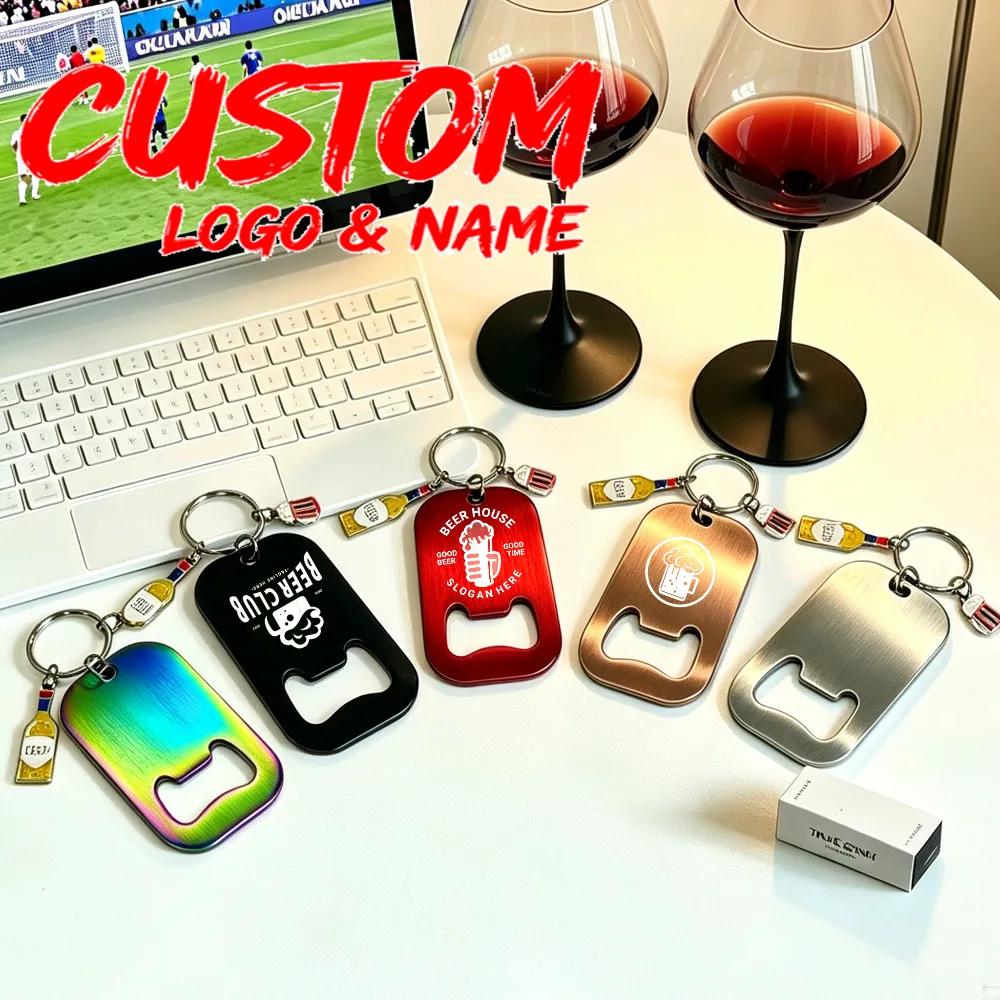 Personalized Stainless Steel Bottle Opener Keychain Custom Beer Cap Portable Keyring Bar Wedding Party Favors for Dad DIY Gift