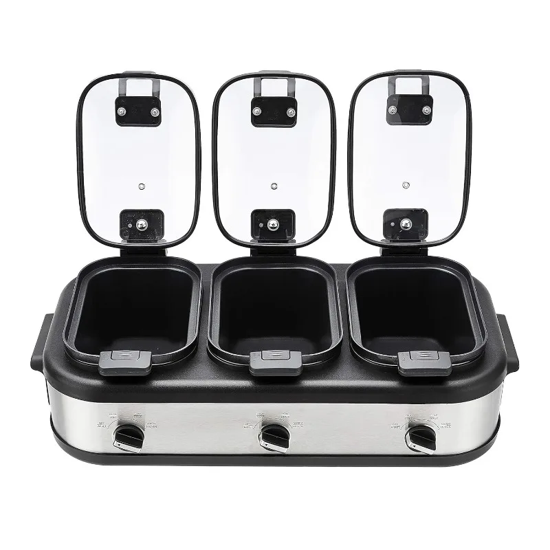 Juego de ollas para estofado lento Triple de acero inoxidable de 3L y 2,5 L, acabado cepillado, olla de cocina multicapa para sopa, estofado, arroz