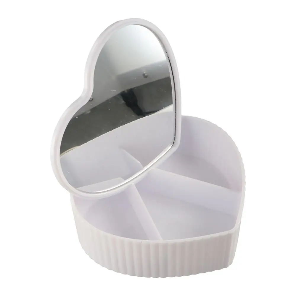 

Simple Heart-shaped Jewelry Packing Bag with Mirror Divided Storage Case Necklace Multi-function Display Box Gift