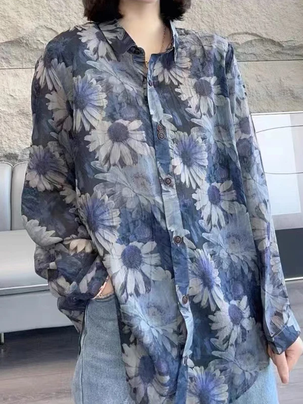 

Женская блузка с цветочным принтом, Гуандун Пунин, Весна 2026, Новинка, Элегантный легкий модный топ в стиле милой деревенской красоты