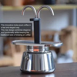 2 Cup 100ML Moka Pot Double Head Stainless Steel Mocha Coffee Pot Italian DIY Conduit Coffee Maker