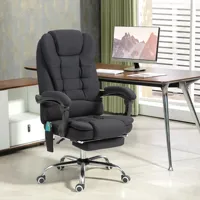 Office chair with massage function, ergonomic with tilt and heating, adjustable height computer chair with remote control, black