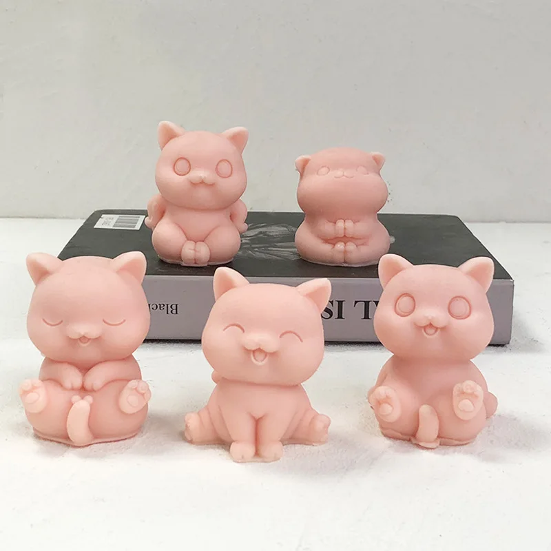 Kitten silicone mold 3D cat aromatherapy candle plaster silicone mold animal kitten ornaments diffuser stone mold