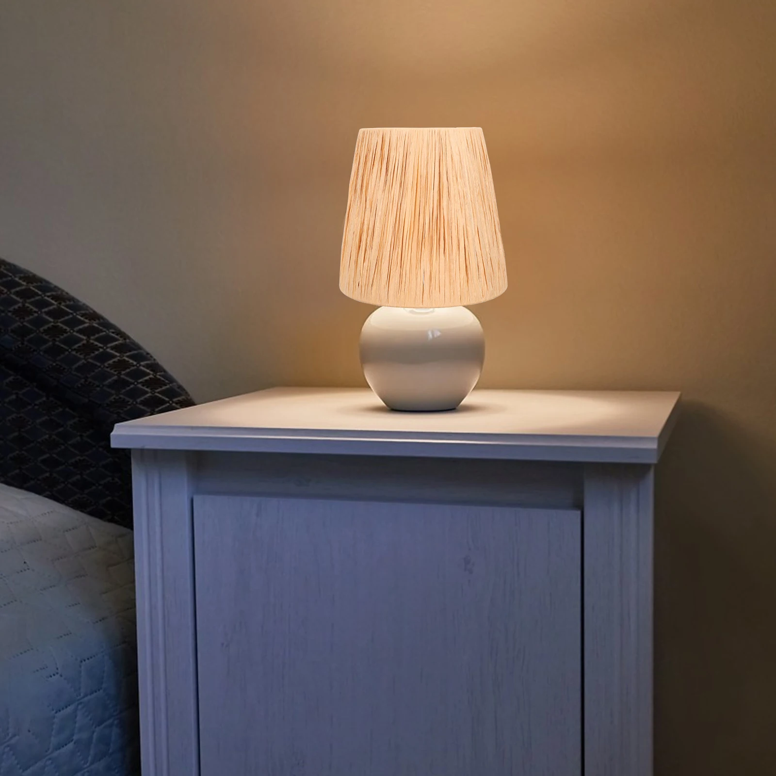 

Rattan Paper Lampshade Small Iron Pendant Light Shades for Table Lamps Bedroom Kids Room Modern Farmhouse Decor Indoor Lighting