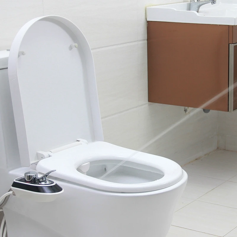 Ultra-thin self-cleaning single nozzle ABS modern vertical spray water toilet set, non-electric mechanical
