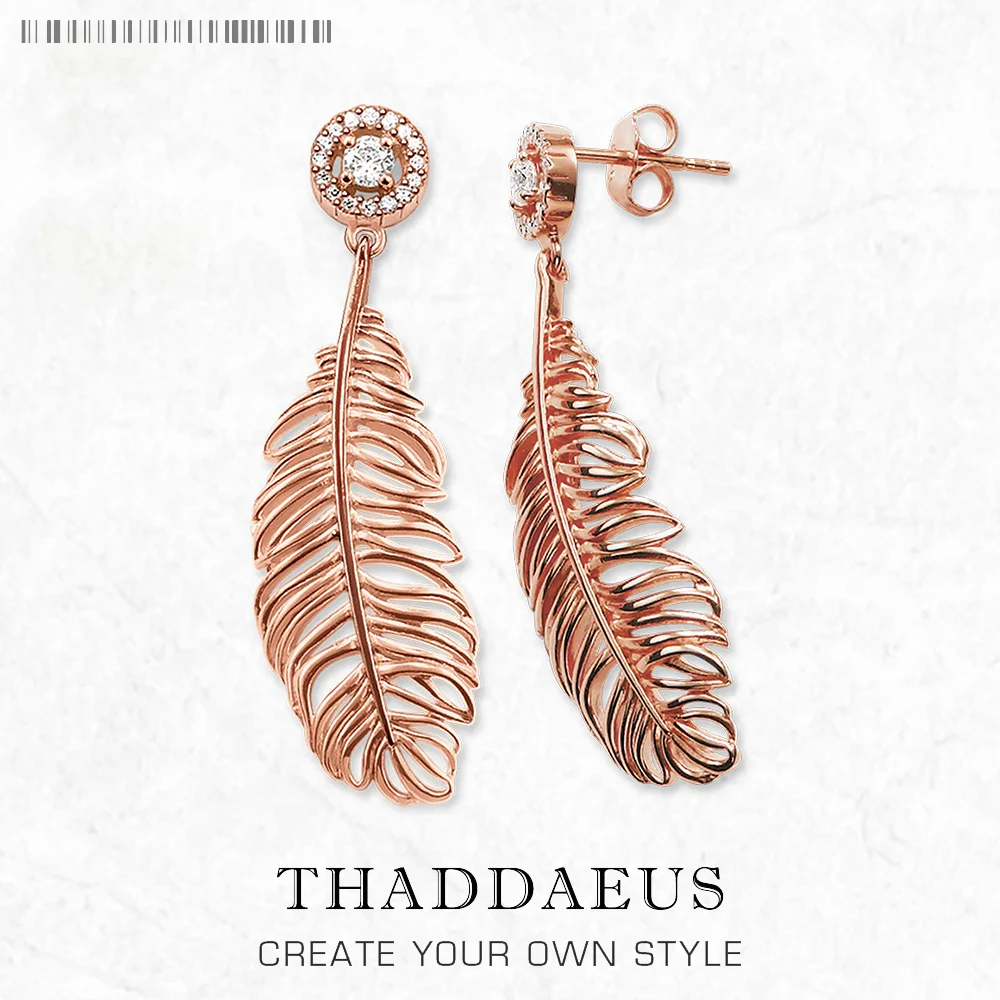 

Серьги-подвески с позолотой из розового золота, украшения в виде перьев для женщин, летние, совершенно новые, из стерлингового серебра 925 пробы, романтический подарок