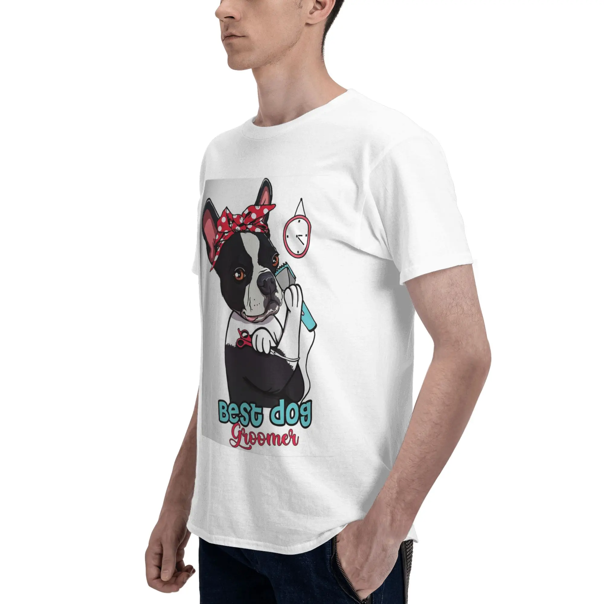 

Милый собачий грумер, подарок для женщин, футболка из 100% хлопка для ухода за собаками, мужские забавные футболки, мужские футболки с круглым вырезом и коротким рукавом, S-6XL