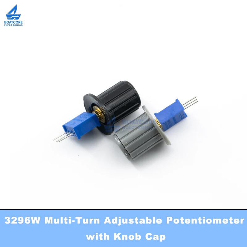 2PCS 3296W Adjustable Potentiometer Multi Turn Trimmer Resistor 100R 1K 10K 50K 100K 200K 1M 5M 103 Metal Shaft with Knob Cap