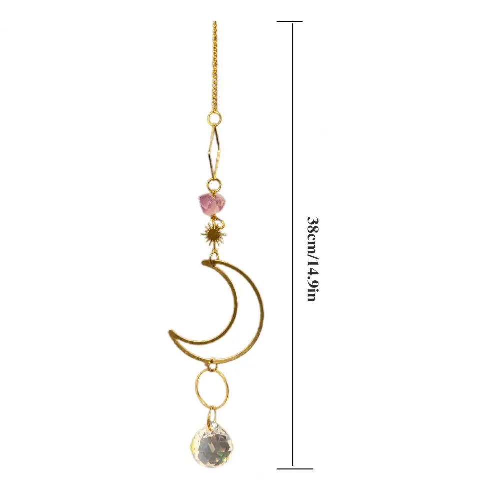 Hanging Crystal Pendant Garden Suncatcher Wind Chimes Rainbow Prism Crystal Chain for Window Drop Bell Christmas Tree Home Decor