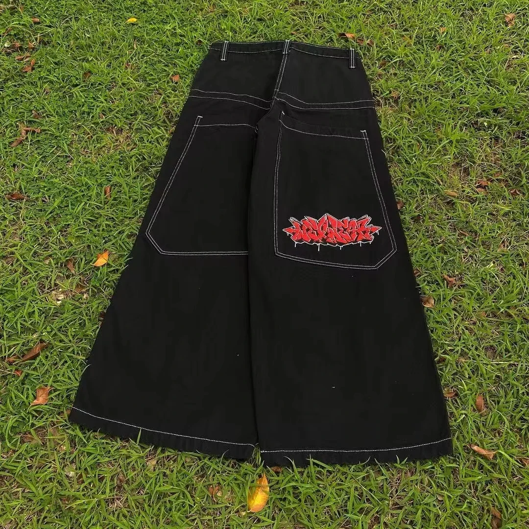 

American Y2K Fashion Trend Letter Embroidery Straight Jeans Men Street Hip Hop Retro Oversized Loose Wide-leg Pants Couple Jeans