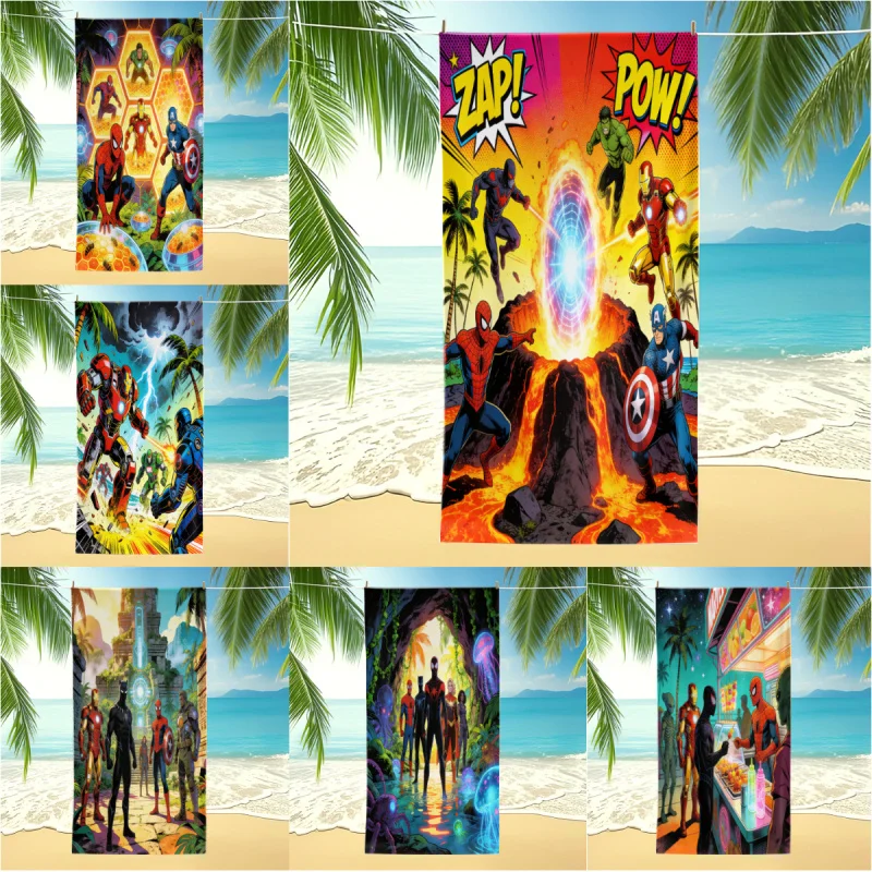 Toalla de playa con estampado de cómics de superhéroes de Marvel, toalla de piscina, toalla de camping, toalla de baño para niños y adultos, esencial para nadar en verano
