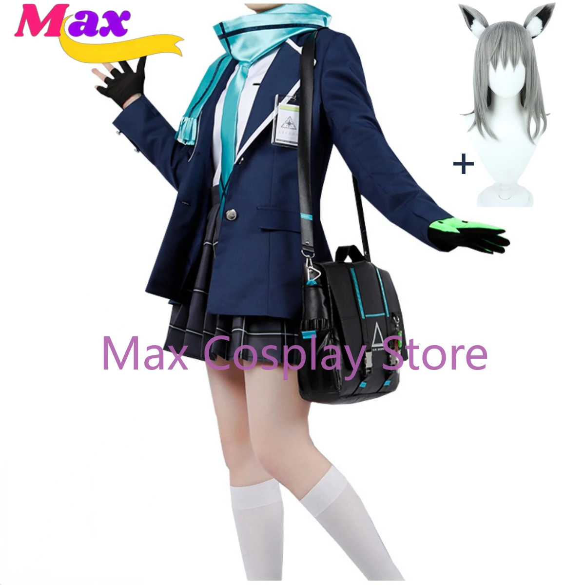 

Max Anime Sunaokami Shiroko Cosplay Costume Game JK Campus Uniform Skirt Wig Adult Woman Sexy Masquerade Ball Suit BL