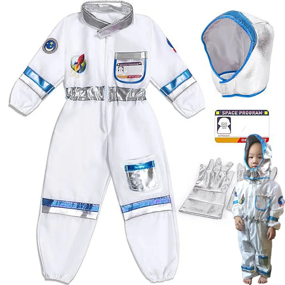 Cohete cosplay espaço palco astronauta spacesuit traje desempenho halloween para criança com chapéu luvas