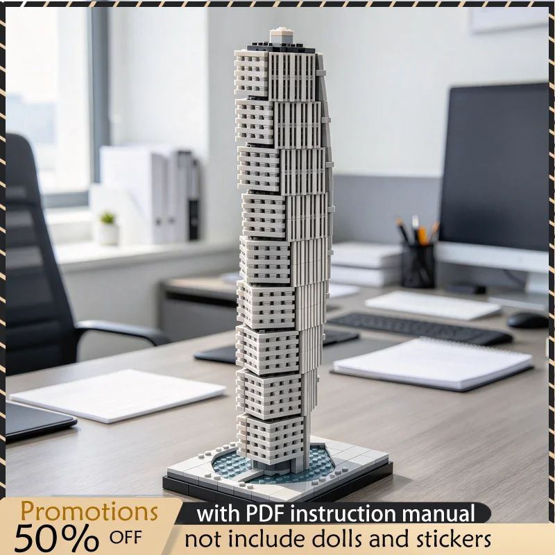 1312PCS MOC Twisted High Rise Skyscraper Architecture Model Building Blocks DIY Assembly Toy Adult Collector Collection Desktop