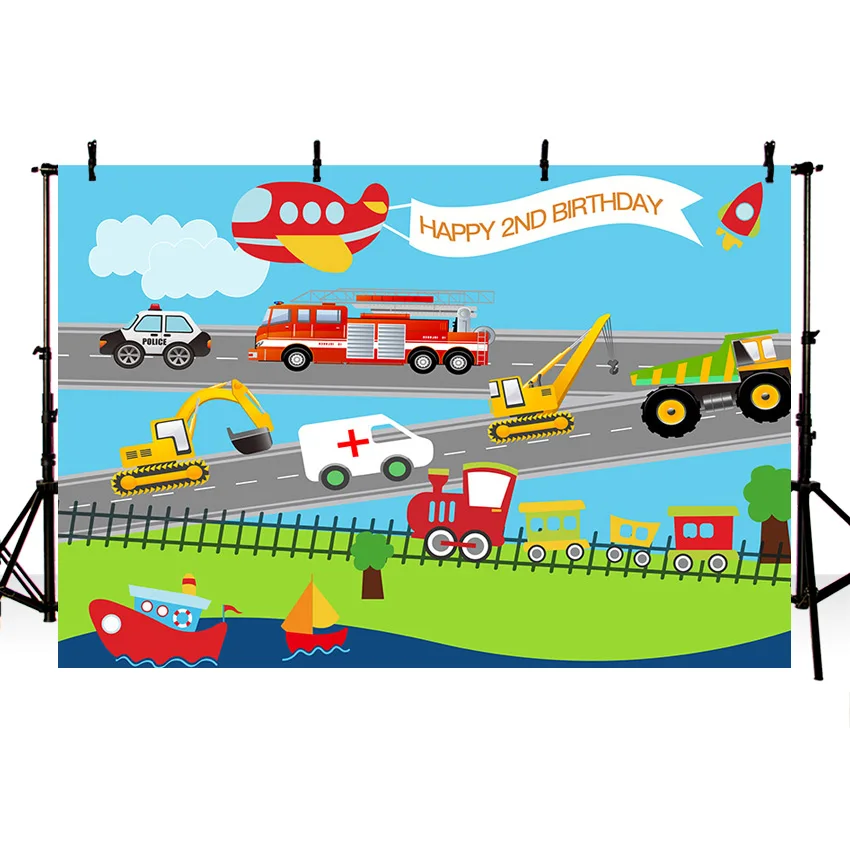 Mehofond شخصية الصبي عيد ميلاد خلفية حفارة البناء جرار شاحنة ديكور خلفيات للتصوير الفوتوغرافي استوديو فوتوكويد