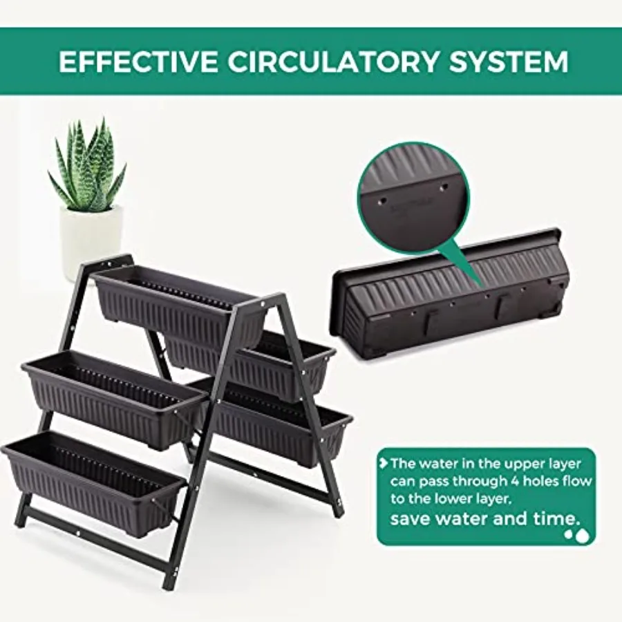 Raised Garden Planter Bed Tiered Planter Stand with 5 Boxes 25