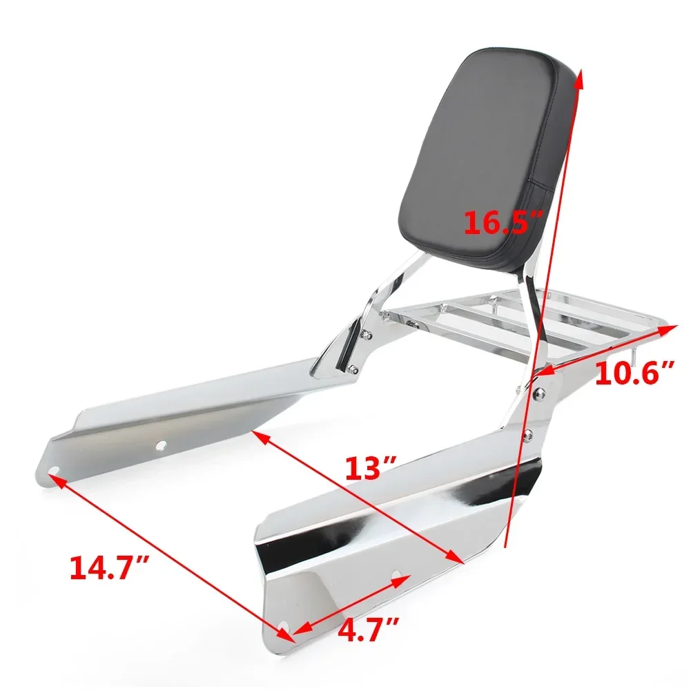 

For Honda VTX 1300C 1800C 1800F 2005 2006 2007 2008 2009 2010 2011 Chrome Motorbike Sissy Bar Backrest with Luggage Rack