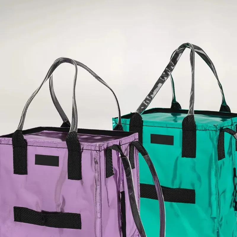 Custom logo handle, multiple pockets, waterproof tie rod duffel bag, lightweight recycling bag, foldable business bag