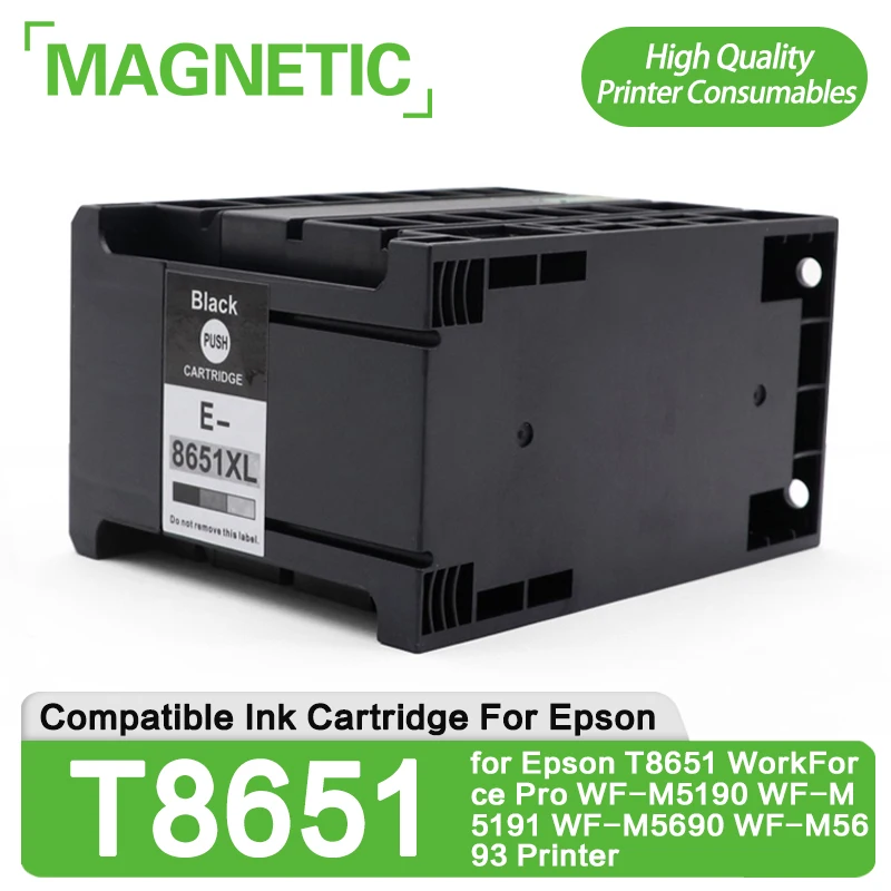 1PC/2PC T8651 XL T8651XL Pigment Ink Cartridge Compatible for Epson WorkForce Pro WF-M5190 WF-M5191 WF-M5690 WF-M5693 Printer