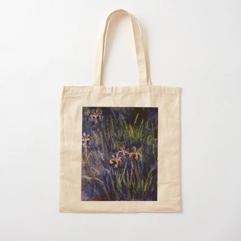 Claude Monet Irises Floral Inspired Tote Bag supermarket folding bag Handbags