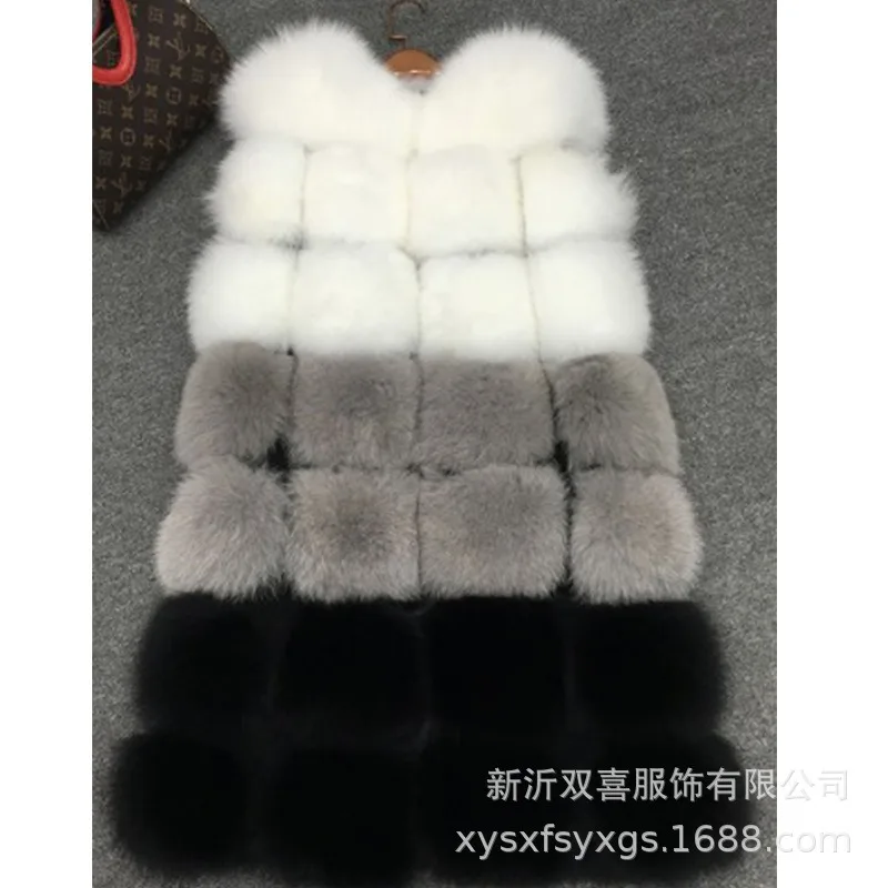 Women's Autumn Winter Fur Vest New Fashion Coat Warm Korean Faux Fox Fur Patchwork Jacket Sleeveless Comfortable Coat Women