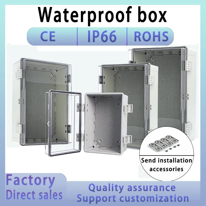 

IP67 Waterproof Gray/Transparent Cover Enclosure Juction Box ABS Plastic Outdoor Sealed Switch Power Case Distribution Boxes