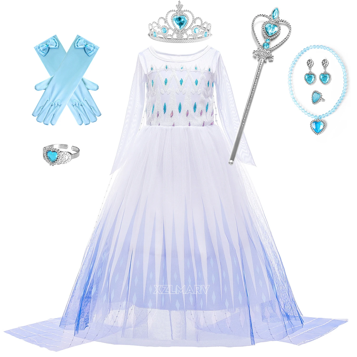 Elsa Dress for Girls 3-10 Yrs Birthday Role Elsa Princess Dress For Kids Halloween Carnival Easter Party Cosplay Girls Costume