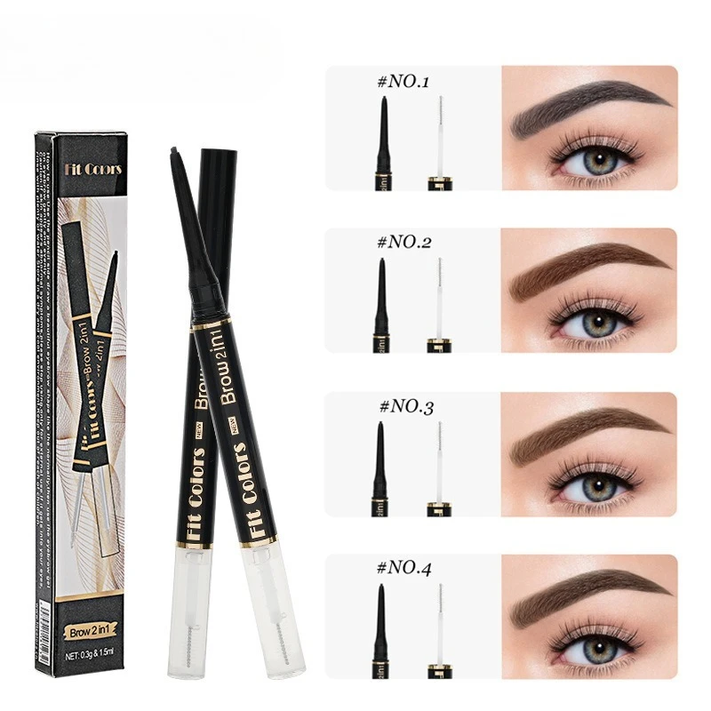 Dual Ended Eyebrow Pencil Automatic Twist Up Waterproof Sweat Proof Long Lasting Hold for Natural Wild Brows All Day Wear