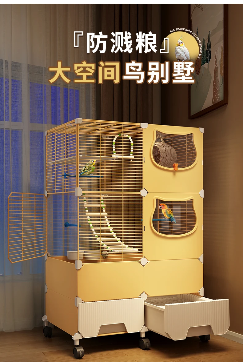

‌Large Bird Cage for Parrots - Anti-Splash Cockatiel Cage, Luxury Macaw House, Spacious Finch Aviary, Easy-Clean Parakeet Home