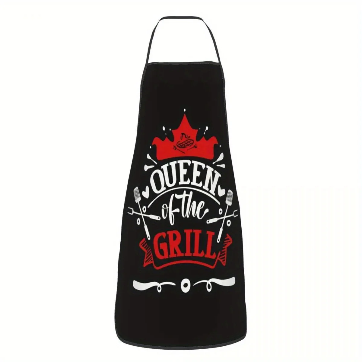 1pc Queen Of The Grill Humorous Apron For Adults, Unisex Kitchen Chef Bib For Cooking, Baking, Painting, Outdoor Barbecues, And