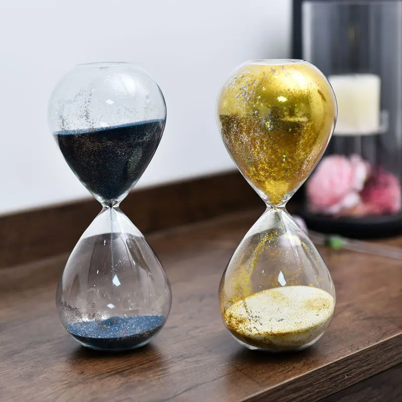 Creative Gold Silver Glass Hourglass Timer 10/30 Minutes Home Decor Desk Decor Gift Creative Round Glass Shaped Desktop Ornament