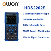 OWON HDS2202S Digital Oscilloscope 2 Channels 200Mhz 1GSa/s True RMS 3 in 1 USB Osiclloscopes +Waveform Generator+Multimeter