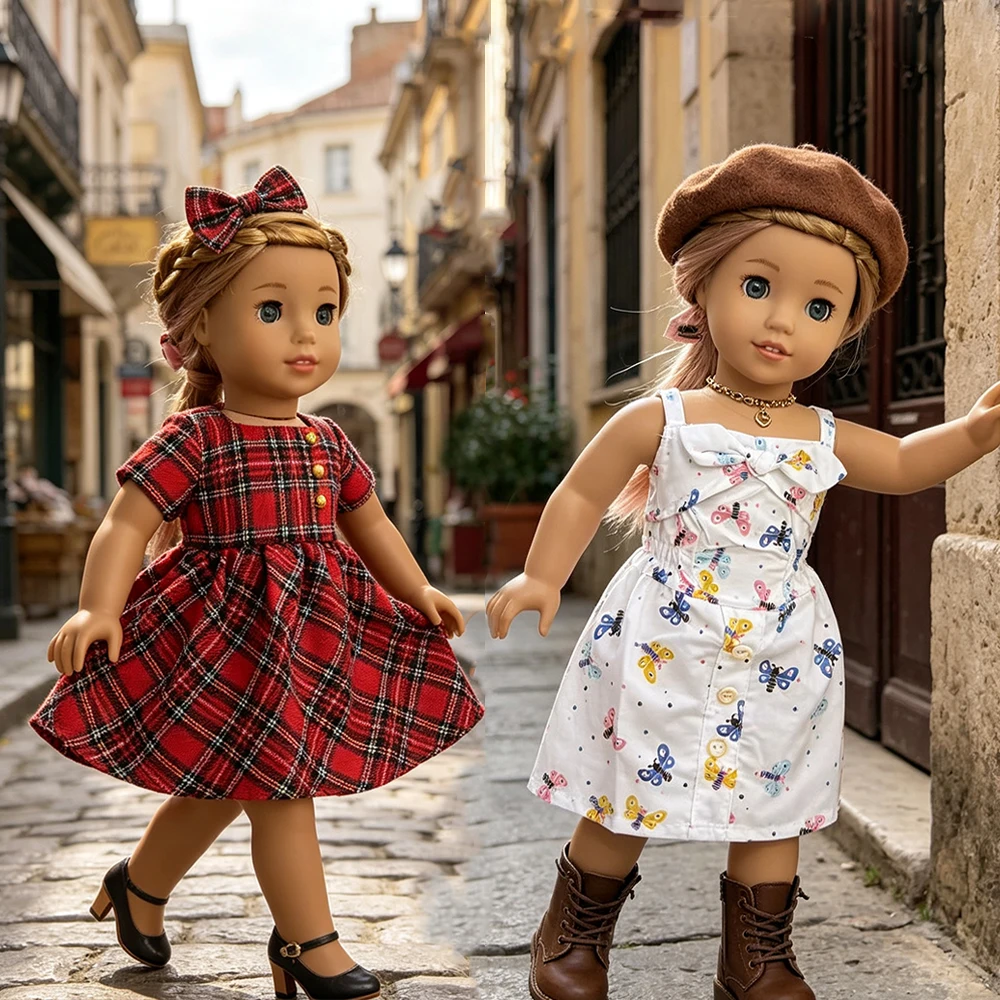 18 Inch Doll College Style Dress and Casual Style Dress Are Suitable for Summer Versatile Clothing for 18 Inch Dolls