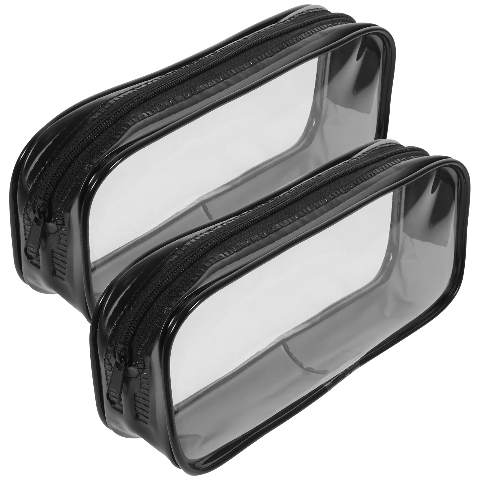 

2 Pcs Large Capacity Transparent Pvc Zipper Case for School Exam Stationery Storage Clear Makeup Portable Pen Bag Multi Function