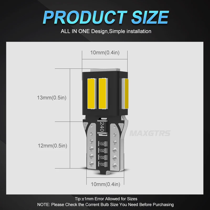 W5W T10 LED Canbus 오류 없음 194 168 전구 자동차 LED 인테리어 번호판 조명 아우디 BMW 벤츠 독서 돔 트렁크 램프 6000K