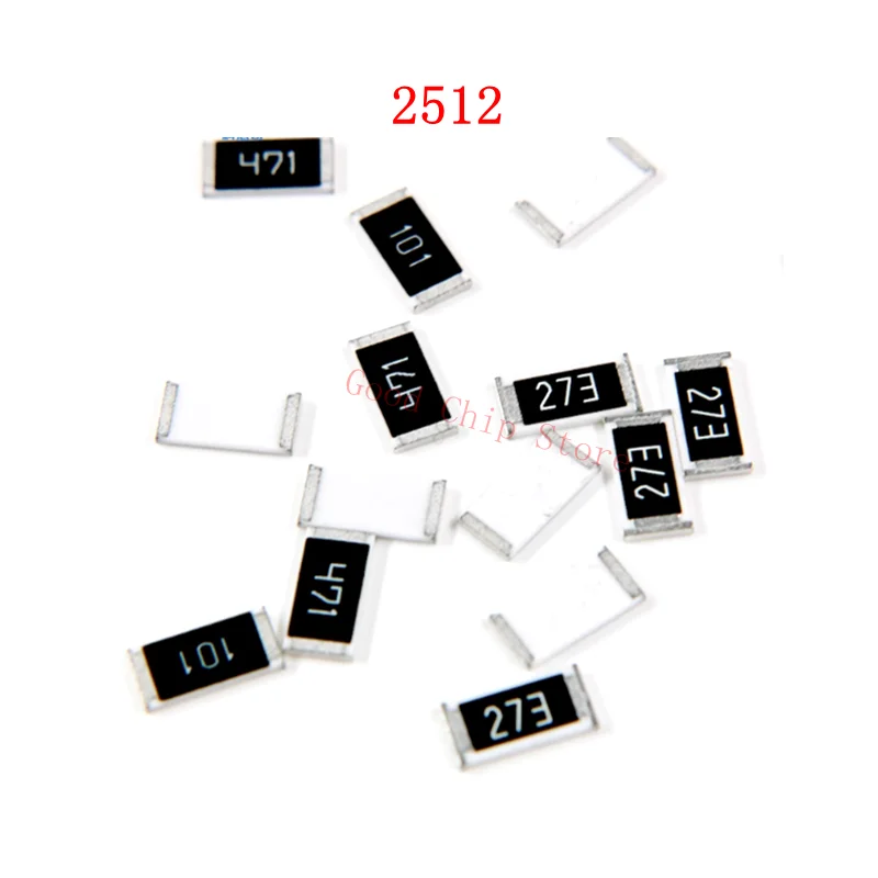 50pcs 5% 2512 resistor SMD 0R ~ 10M 1R 10R 22R 150R 680R 1.8K 4.7K 10K 12K 18K 43K 100K 390K 1M 3M ohm