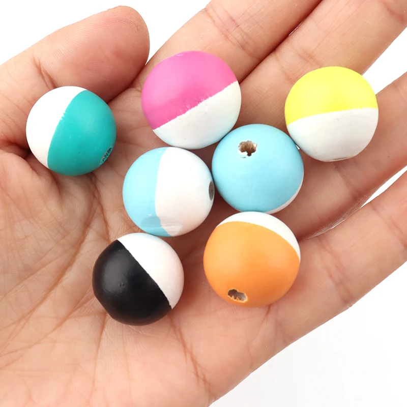 Newest 12/14/16/18/20mm  Round Half Painted Round Wood Beads