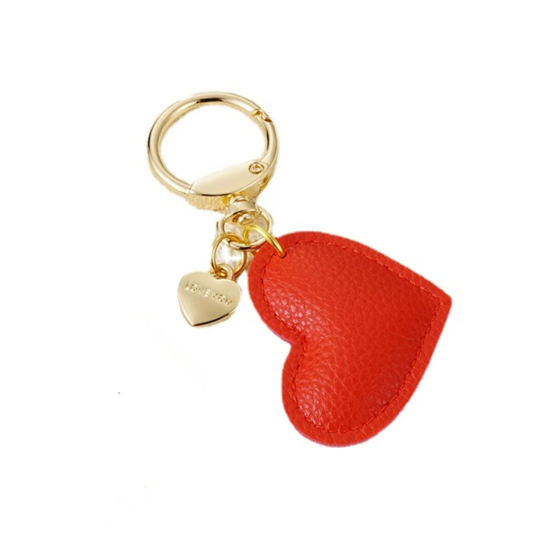 New Handbag Love Metal Heart Shaped Keychain with New Leather and Instagram Pendant Cute Keychain