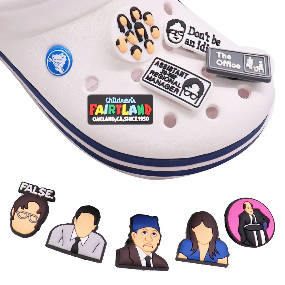 10pcs/set The Office Worker Man Shoe Charms Accessories Sandals Decorations PVC  Buckle for Kids Party Xmas Gifts