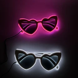 Popular LED Fluorescent Girl Glasses Glowing Heart Shaped Glasses Bachelorette Party Props LED Glasses Pink Glasses With Light