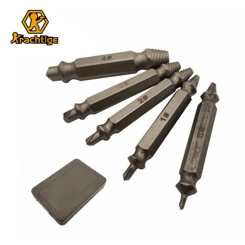 Krachtige 5 ชิ้น S2 Screw Extractor เจาะ ชุด Bit Broken Bolt สตั๊ด Remover เครื่องมือสําหรับงานไม้