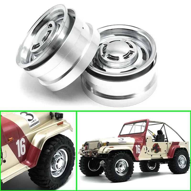 1 Pair Simulation Metal 2.2 Inches Retro Mirror Wheel Hub for 1/10 RC Crawler Car Traxxas TRX4 Accessories